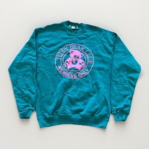 Vintage Teddy Bear Club Sweatshirt Women's M Green Grandmacore 90s 80s